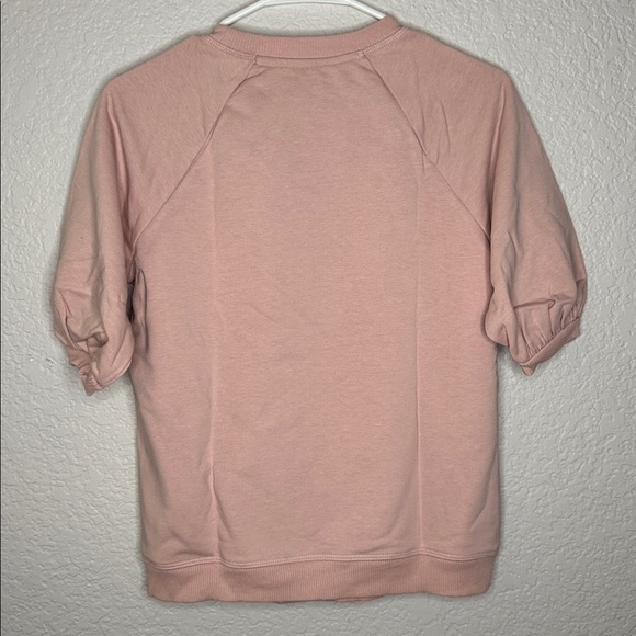 NWT Boden Puff Sleeve Light Pink Short Sleeve Sweatshirt Size 4 Small - Picture 4 of 6